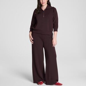 Spanx AirEssentials Matching Set Half-zip Sweatshirt Small Wide-leg pants Xsmall